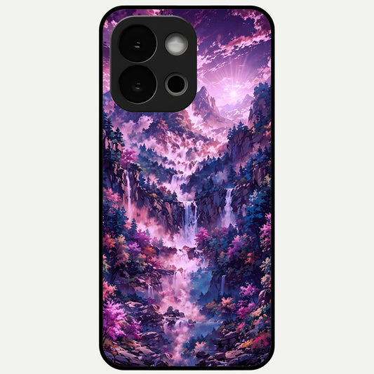  Mystic Cascade Peaks Glass Case For OnePlus 13S back cover – full design glossy printed glass finish