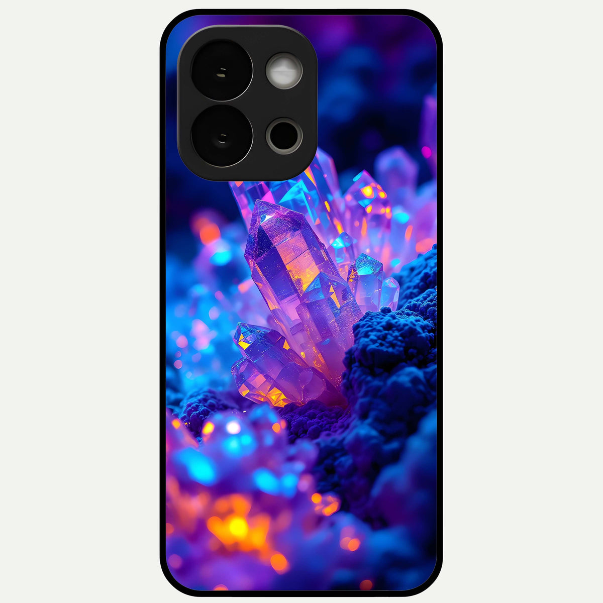  Neon Aura Shards Glass Case For OnePlus 13S back cover – full design glossy printed glass finish