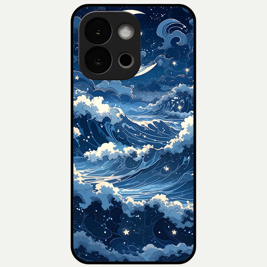  Ocean Moon Waves Glass Case For OnePlus 13S back cover – full design glossy printed glass finish