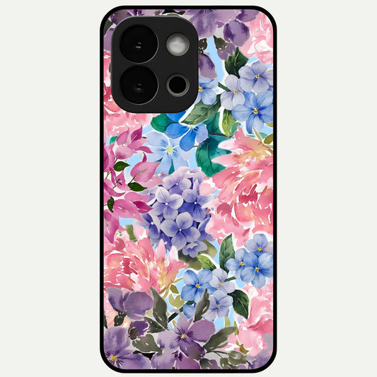  Pastel Floral Mix Glass Case For OnePlus 13S back cover – full design glossy printed glass finish
