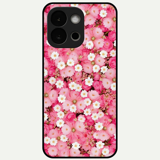  Pink Daisy Bliss Glass Case For OnePlus 13S back cover – full design glossy printed glass finish