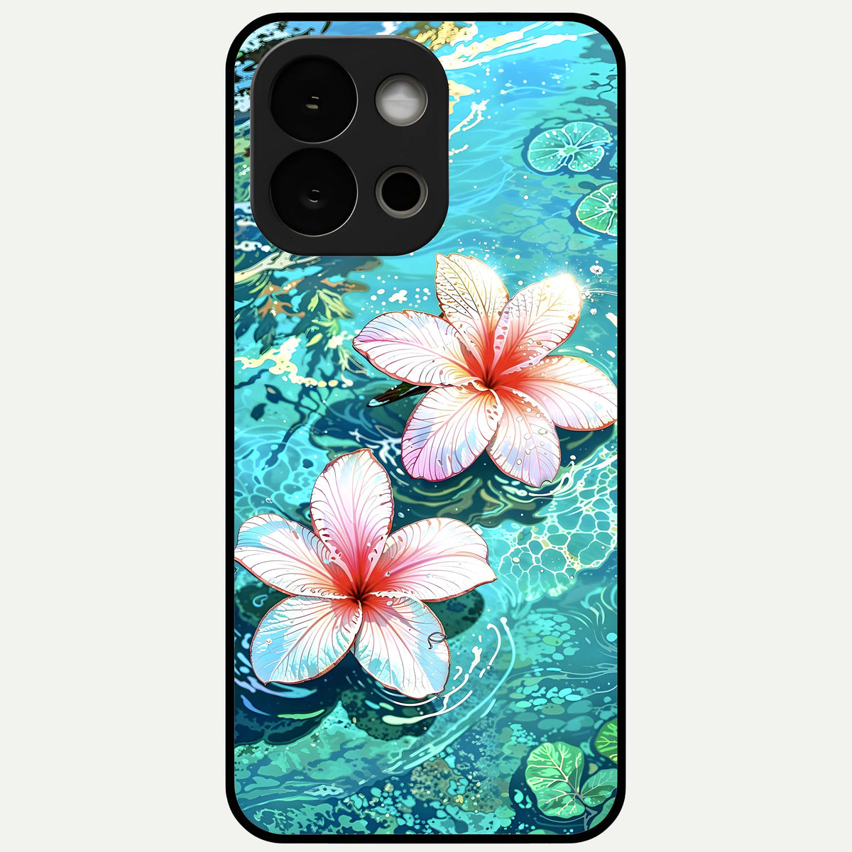  Pink Flowers in Water Glass Case For OnePlus 13S back cover – full design glossy printed glass finish