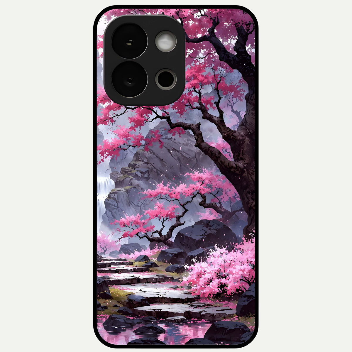  Pink Sunflower Glow Glass Case For OnePlus 13S back cover – full design glossy printed glass finish