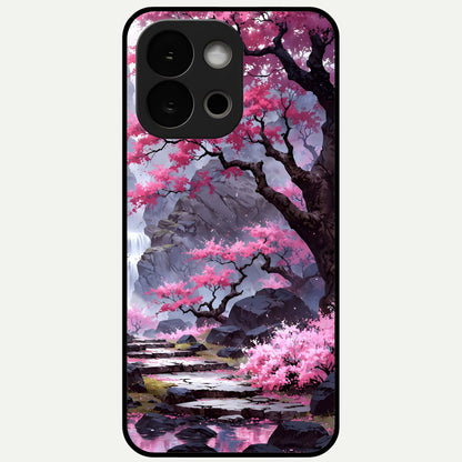  Pink Sunflower Glow Glass Case For OnePlus 13S back cover – full design glossy printed glass finish