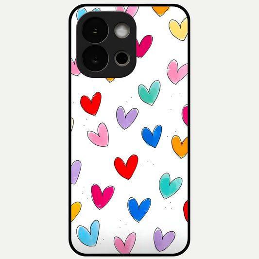  Playful Love Doodles Glass Case For OnePlus 13S back cover – full design glossy printed glass finish