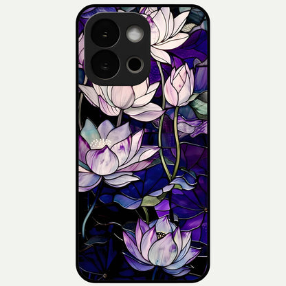  Purple Lotus Pattern Glass Case For OnePlus 13S back cover – full design glossy printed glass finish