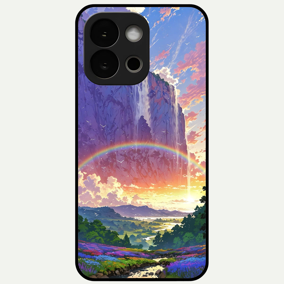  Rainbow Valley Dream Glass Case For OnePlus 13S back cover – full design glossy printed glass finish