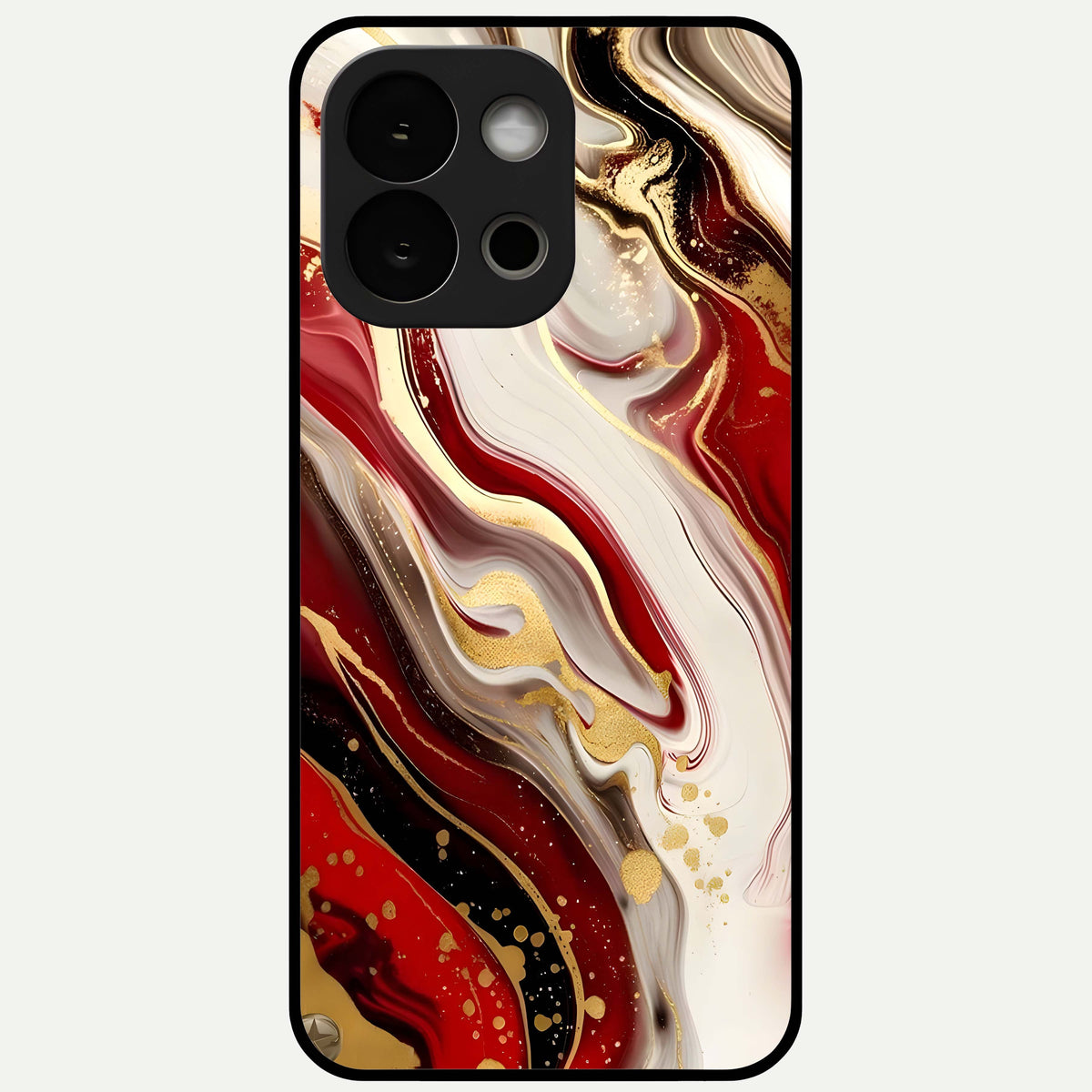  Red And White Marble Glass Case For OnePlus 13S back cover – full design glossy printed glass finish