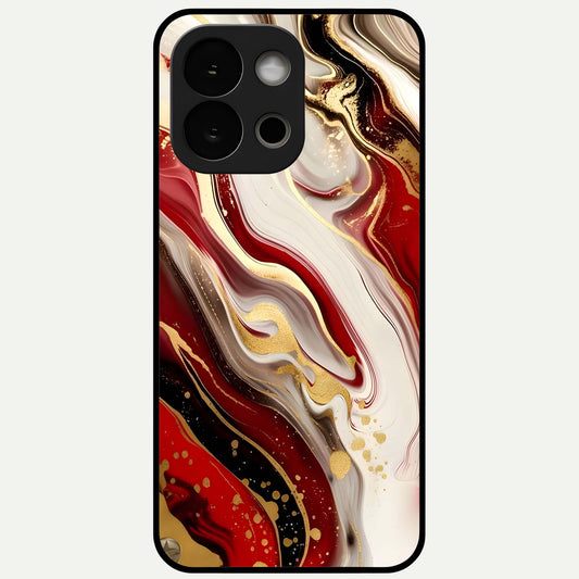  Red And White Marble Glass Case For OnePlus 13S back cover – full design glossy printed glass finish
