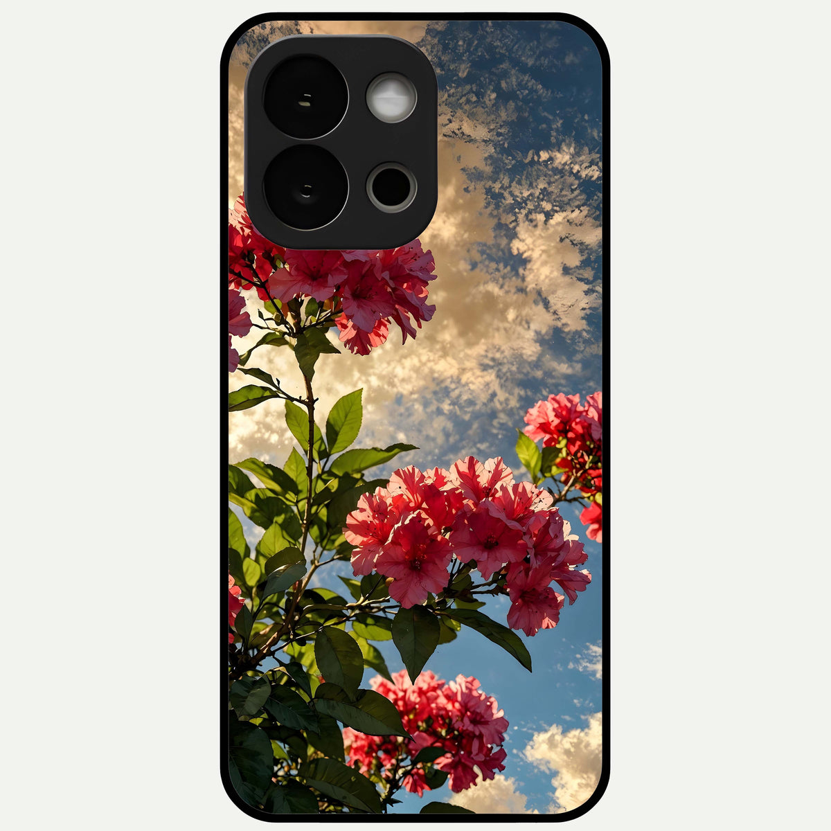  Red Bloom Skies Glass Case For OnePlus 13S back cover – full design glossy printed glass finish