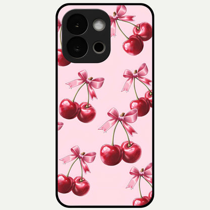  Red Cherries Pattern Glass Case For OnePlus 13S back cover – full design glossy printed glass finish