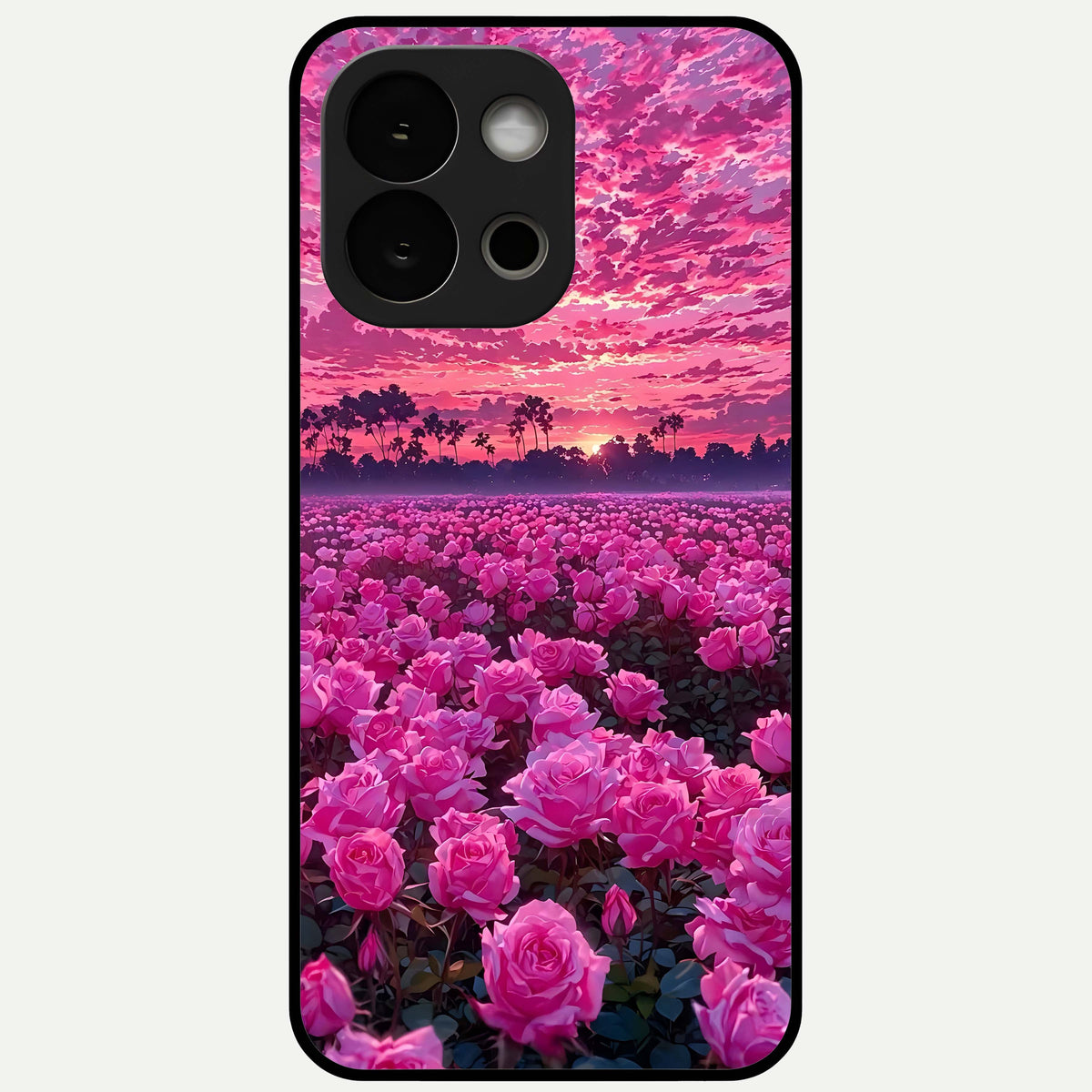  Rose Sunset Valley Glass Case For OnePlus 13S back cover – full design glossy printed glass finish
