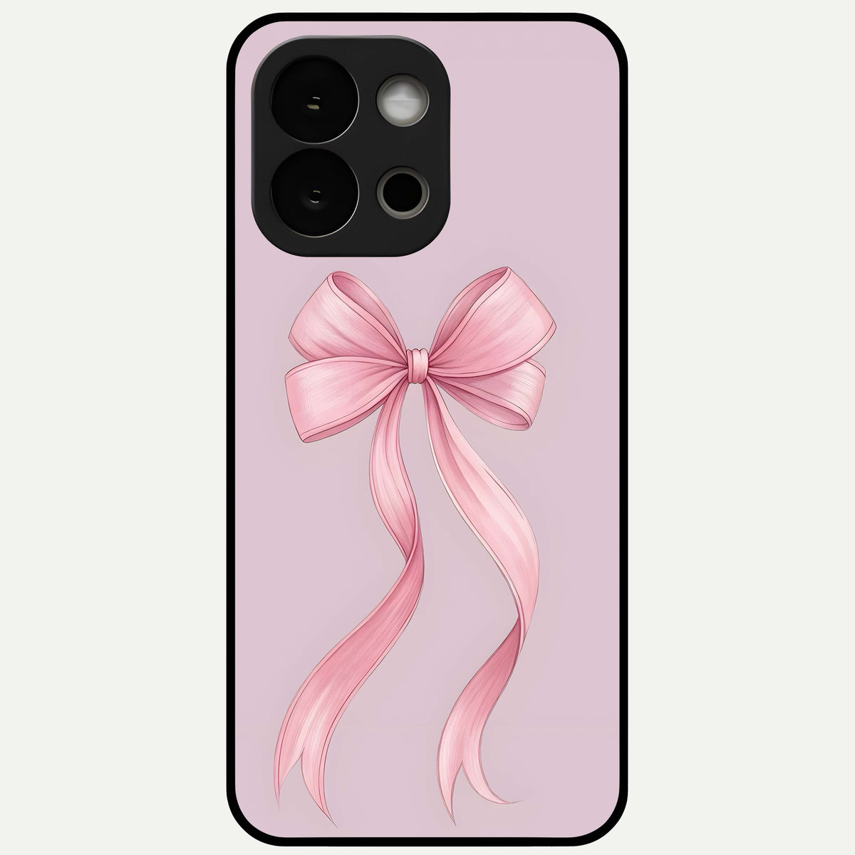  Soft Blush Bow Glass Case For OnePlus 13S back cover – full design glossy printed glass finish