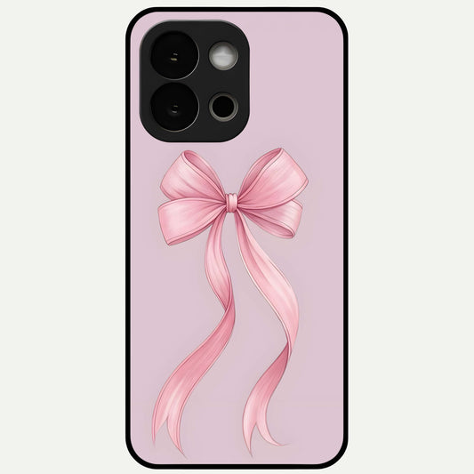 Soft Blush Bow Glass Case For OnePlus 13S back cover – full design glossy printed glass finish