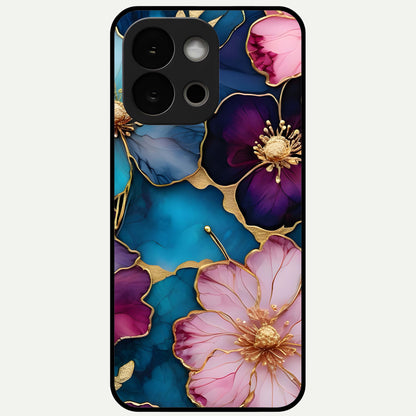  Sparkle Floral Glass Case For OnePlus 13S back cover – full design glossy printed glass finish