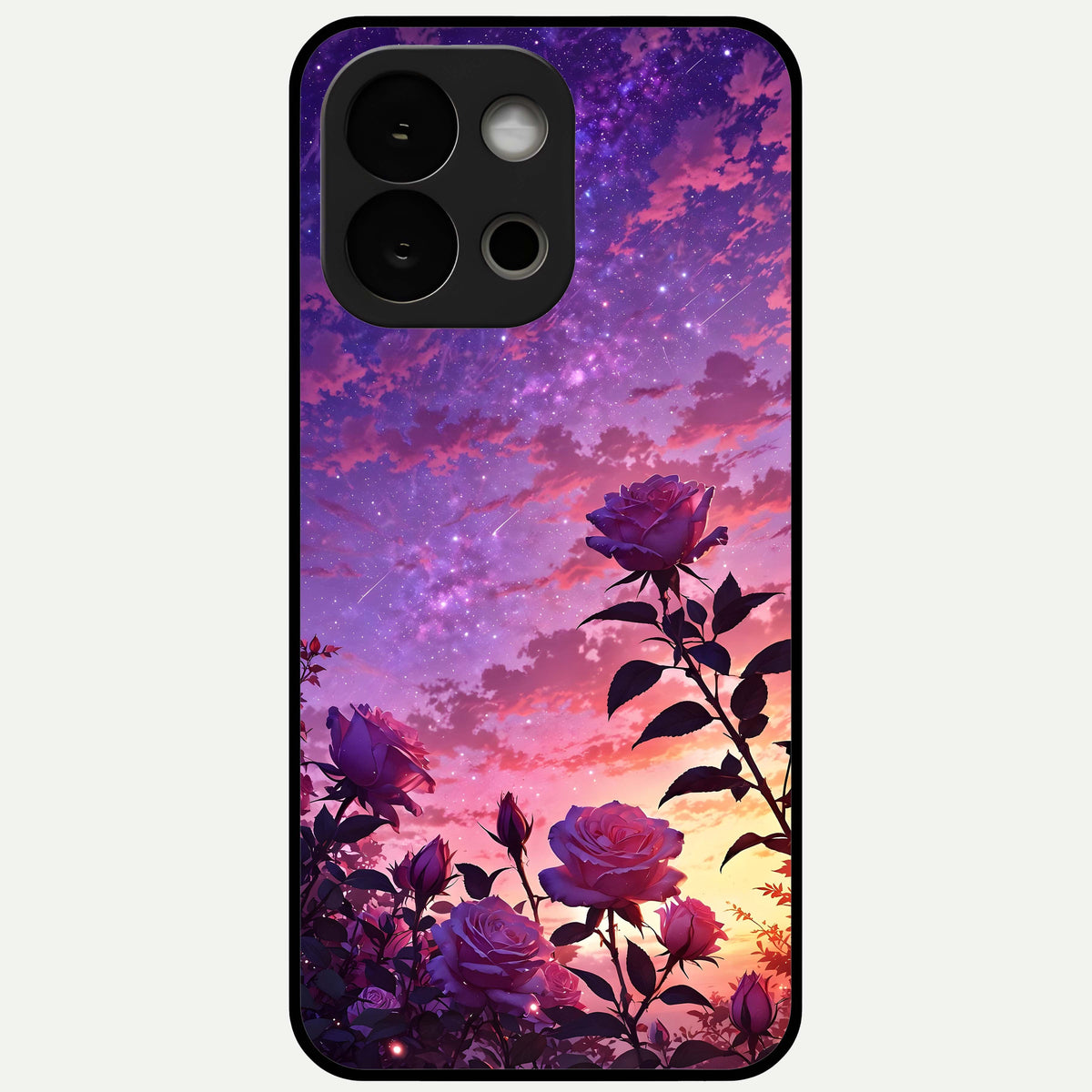  Starlit Rose Twilight Glass Case For OnePlus 13S back cover – full design glossy printed glass finish