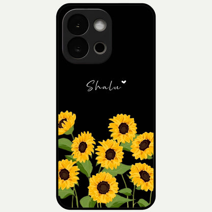  Sunflower Sky Bloom Glass Case For OnePlus 13S back cover – full design glossy printed glass finish