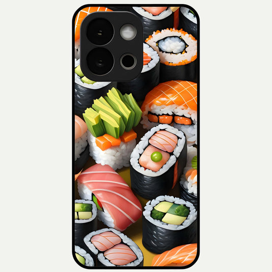  Sushi Food Pattern Glass Case For OnePlus 13S back cover – full design glossy printed glass finish