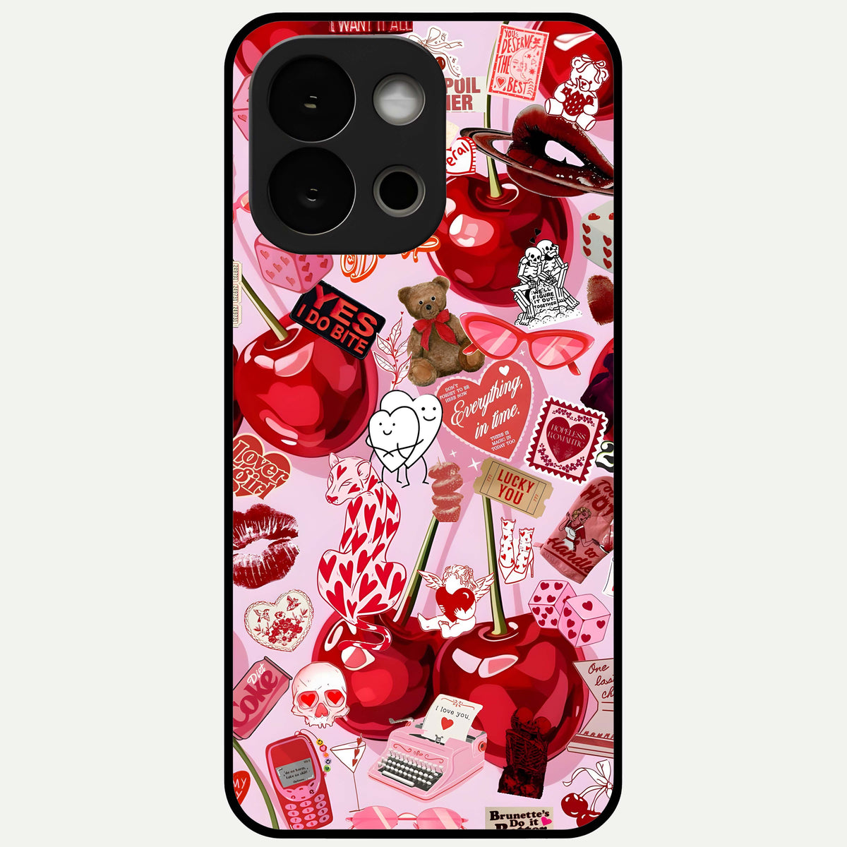  Sweet Cherry Chaos Glass Case For OnePlus 13S back cover – full design glossy printed glass finish