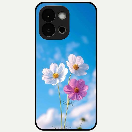  Tripple Flowers With Sky Glass Case For OnePlus 13S back cover – full design glossy printed glass finish