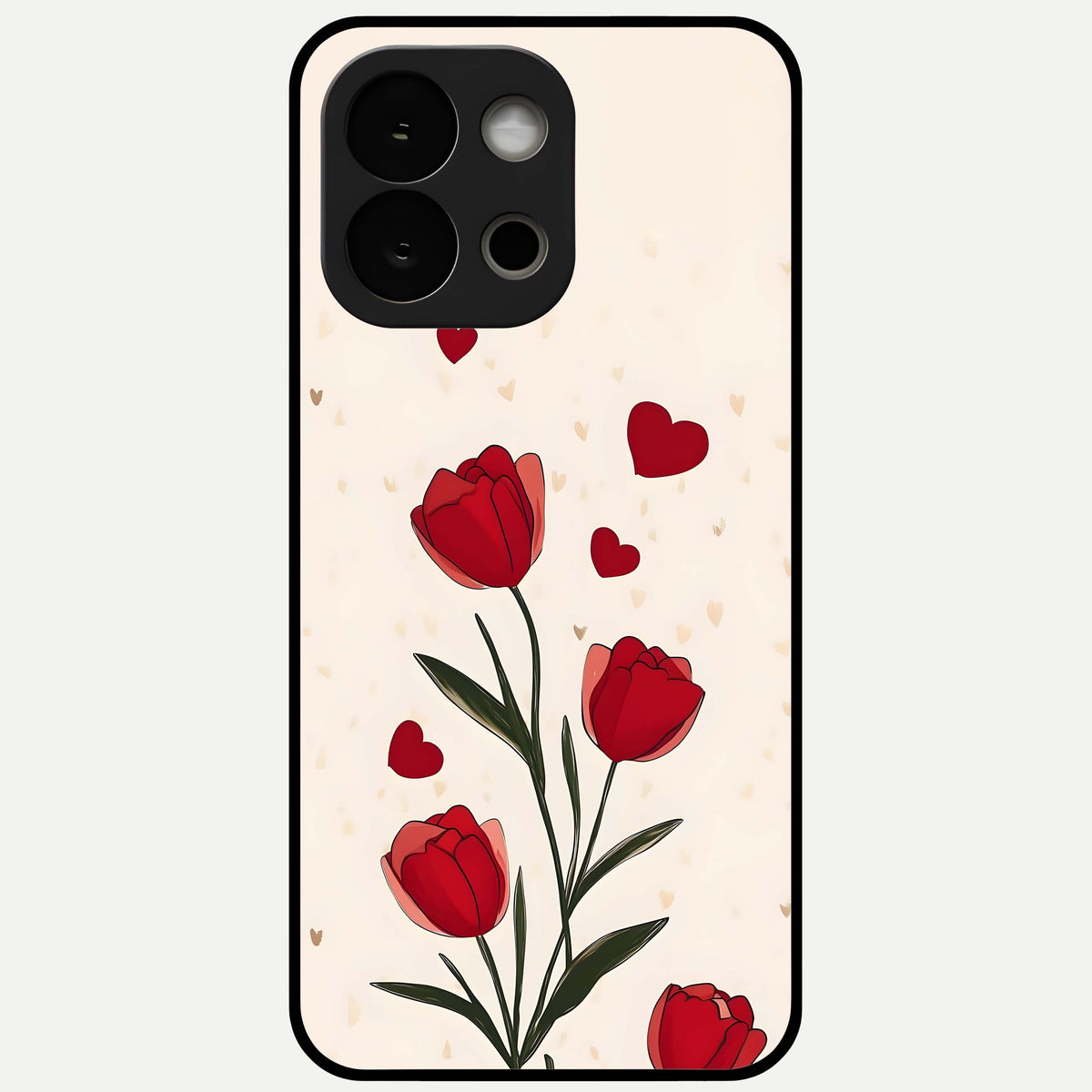  Tulip With Heart Glass Case For OnePlus 13S back cover – full design glossy printed glass finish
