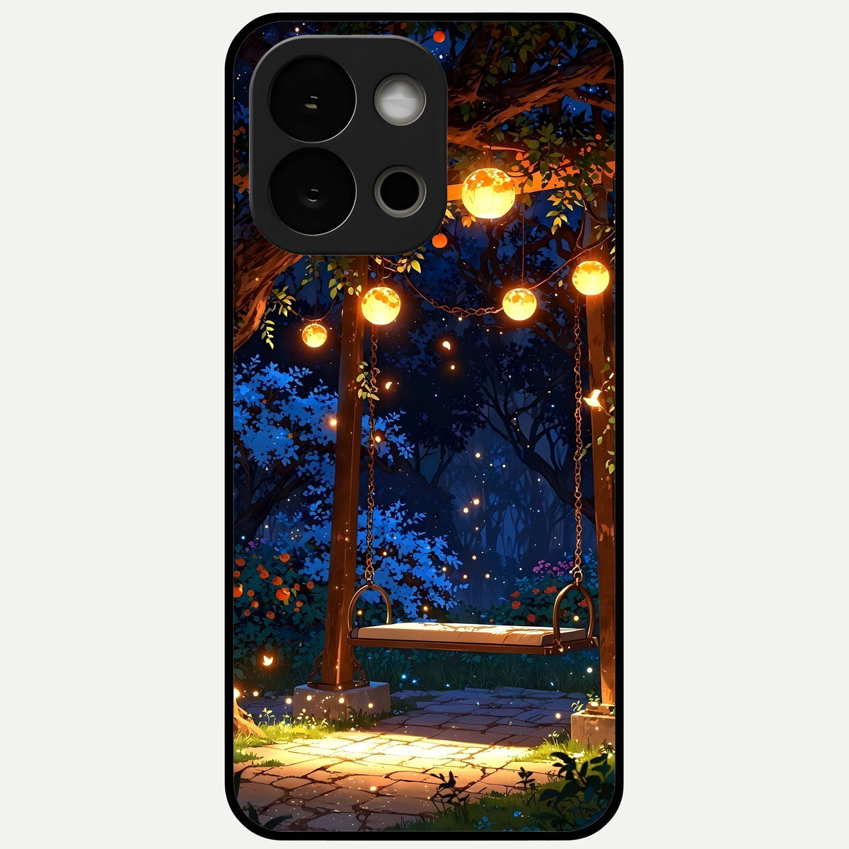  Twilight Garden Swing Glass Case For OnePlus 13S back cover – full design glossy printed glass finish