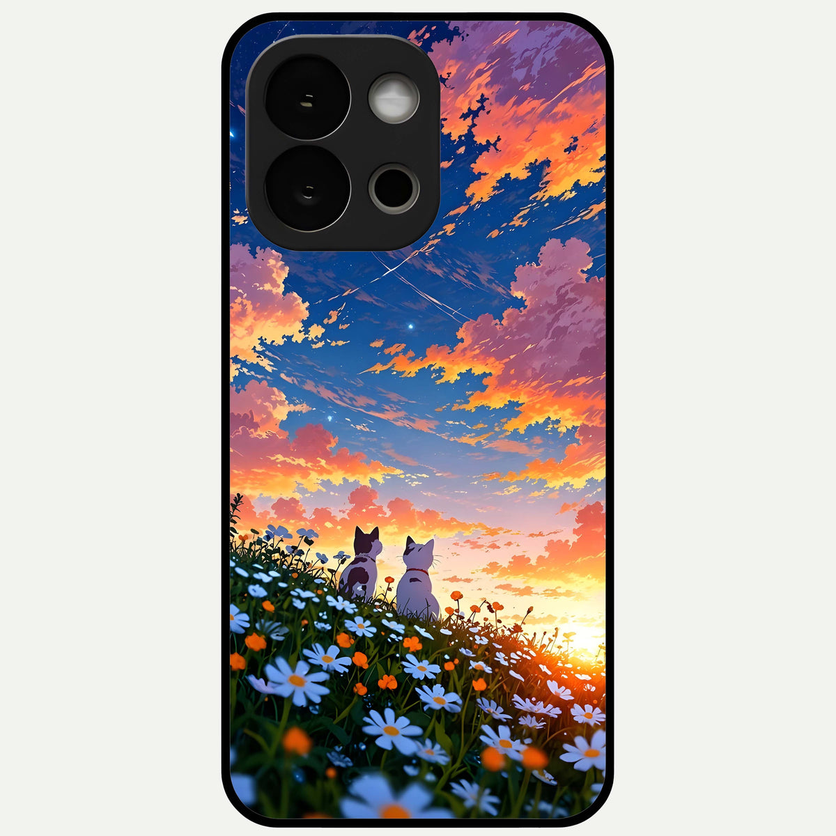  Two Cats Friends Glass Case For OnePlus 13S back cover – full design glossy printed glass finish