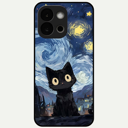  Van Gogh Cat Glass Case For OnePlus 13S back cover – full design glossy printed glass finish
