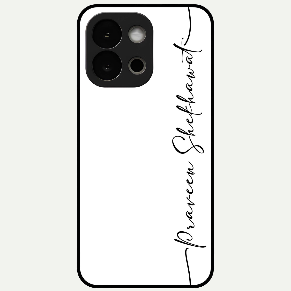  White Tune Custom Name Glass Case For OnePlus 13S back cover – personalized glossy printed glass finish