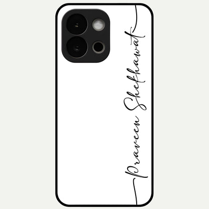  White Tune Custom Name Glass Case For OnePlus 13S back cover – personalized glossy printed glass finish