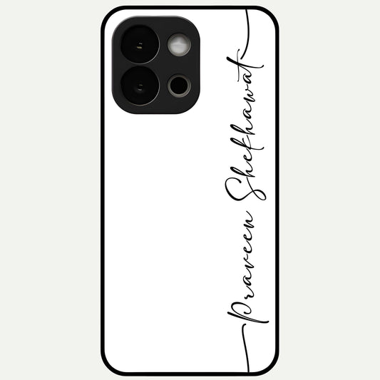  White Tune Custom Name Glass Case For OnePlus 13S back cover – personalized glossy printed glass finish