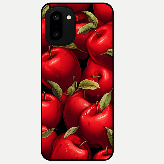  Apple Pattern Glass Case For Oneplus 15R back cover – full design glossy printed glass finish