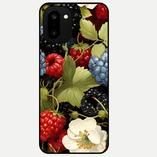  Berry Bloom Charm Glass Case For Oneplus 15R back cover – full design glossy printed glass finish