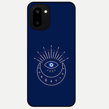  Blue Evil Eye Glass Case For Oneplus 15R back cover – full design glossy printed glass finish