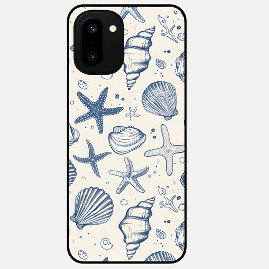  Blue Ocean Outline Glass Case For Oneplus 15R back cover – full design glossy printed glass finish