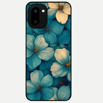  Blue Shade Floral Glass Case For Oneplus 15R back cover – full design glossy printed glass finish