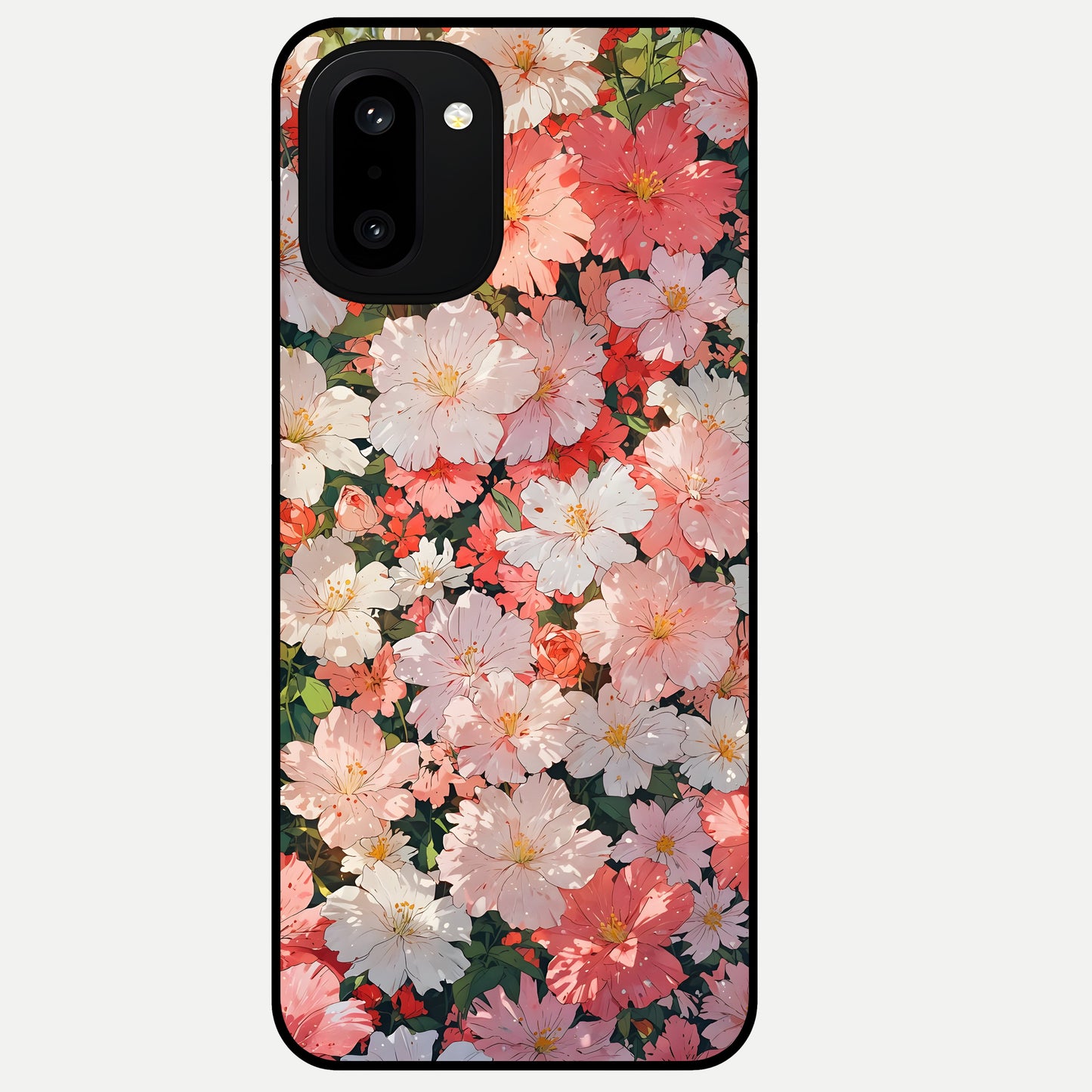  Blush Bloom Field Glass Case For Oneplus 15R back cover – full design glossy printed glass finish