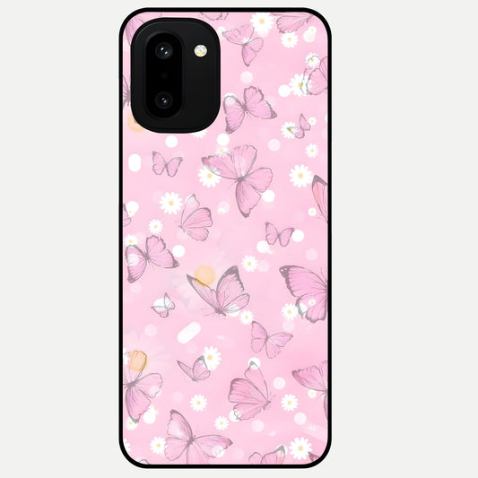  Blush Butterfly Garden Glass Case For Oneplus 15R back cover – full design glossy printed glass finish