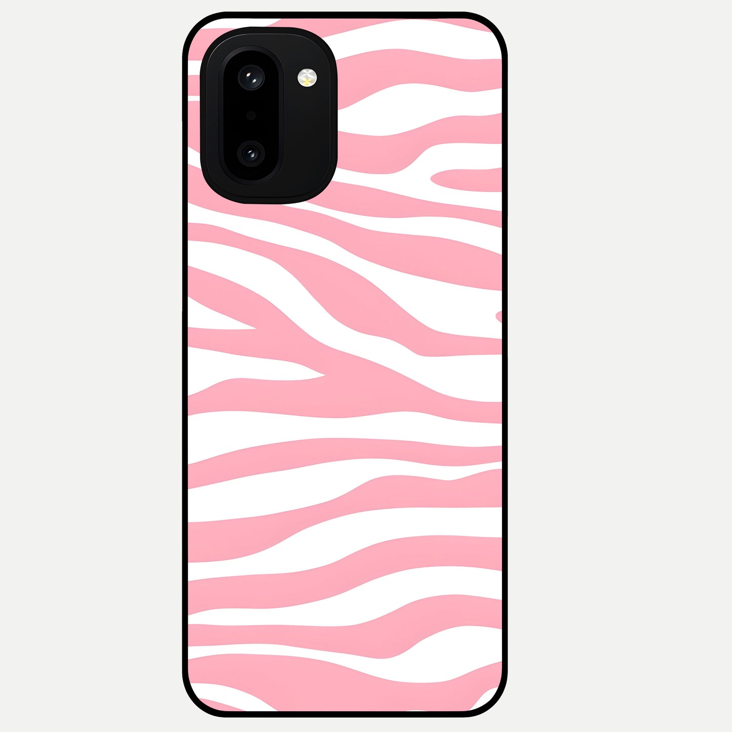  Blush Zebra Flow Glass Case For Oneplus 15R back cover – full design glossy printed glass finish