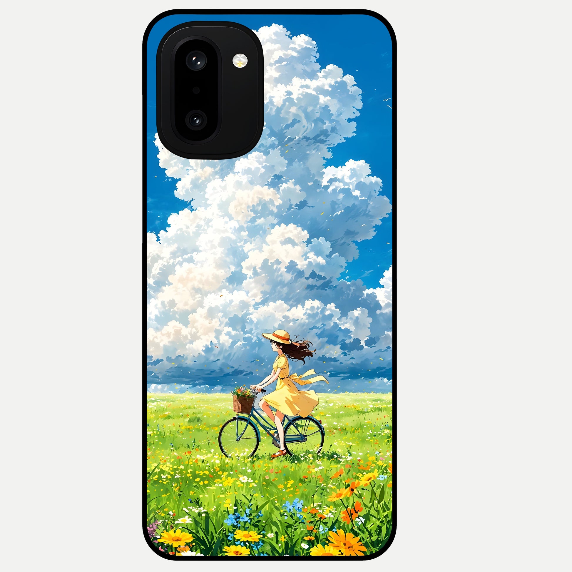  Breezy Meadow Ride Glass Case For Oneplus 15R back cover – full design glossy printed glass finish
