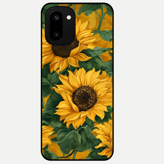  Bright Sunflower Bloom Glass Case For Oneplus 15R back cover – full design glossy printed glass finish