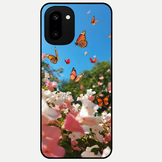  Butterflies In Bloom Sky Glass Case For Oneplus 15R back cover – full design glossy printed glass finish