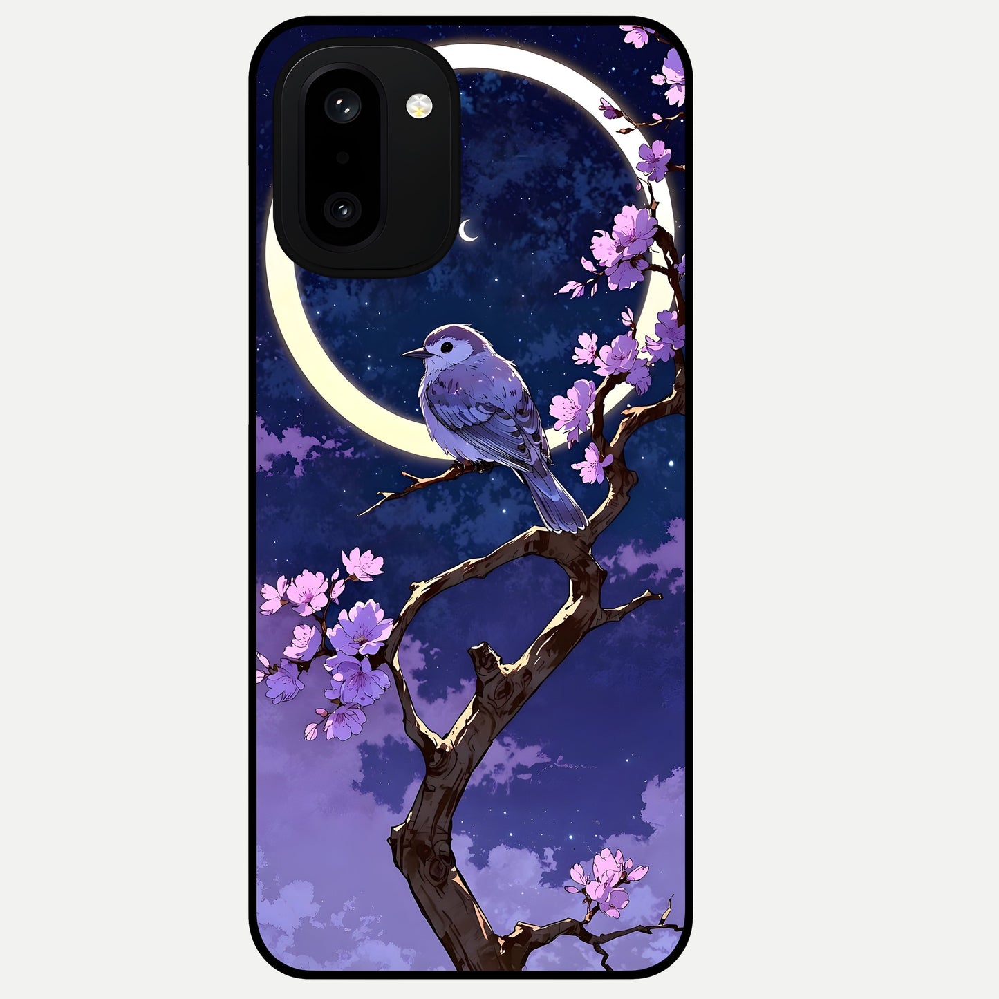  Celestial Bird Blossom Glass Case For Oneplus 15R back cover – full design glossy printed glass finish