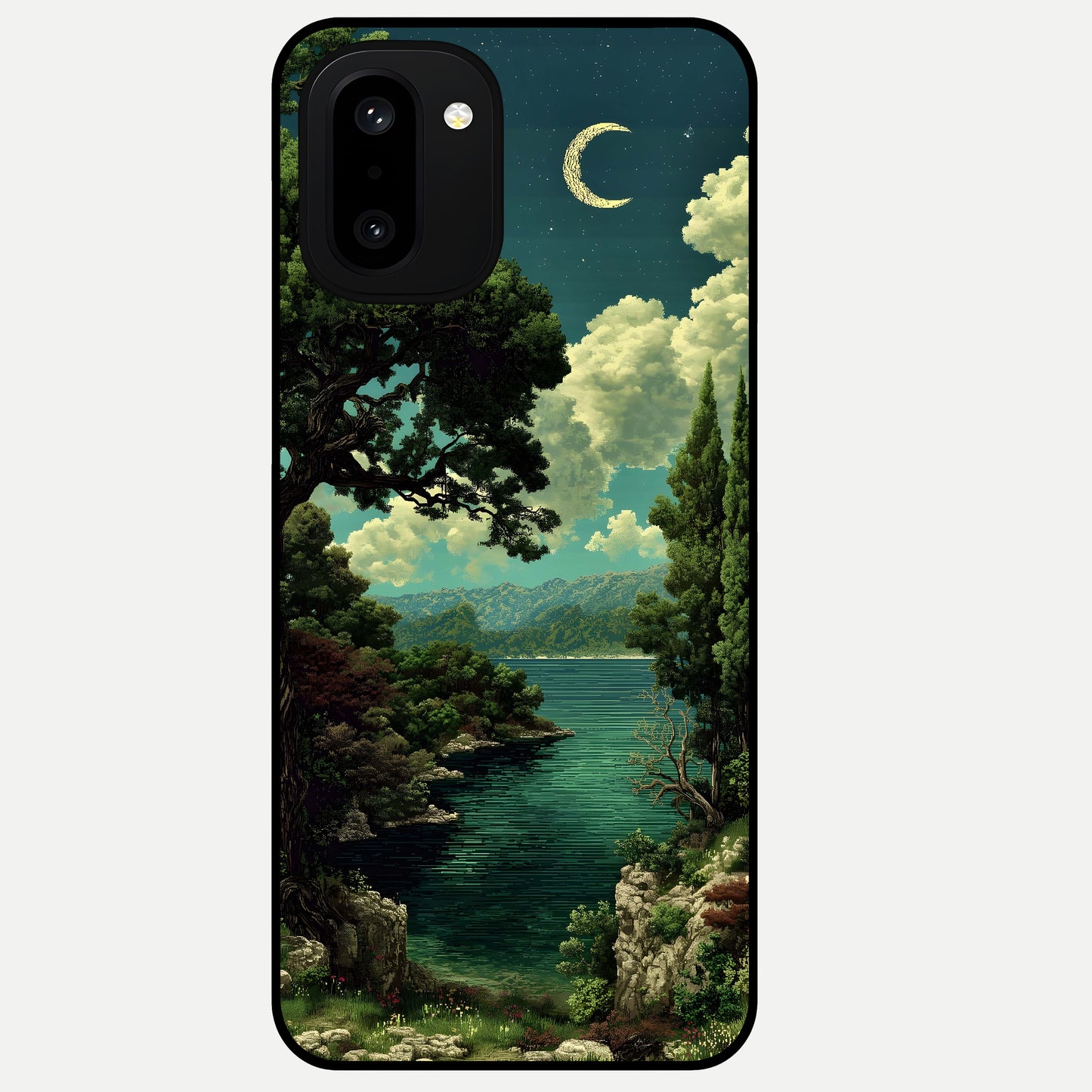  Celestial Lake Peace Glass Case For Oneplus 15R back cover – full design glossy printed glass finish
