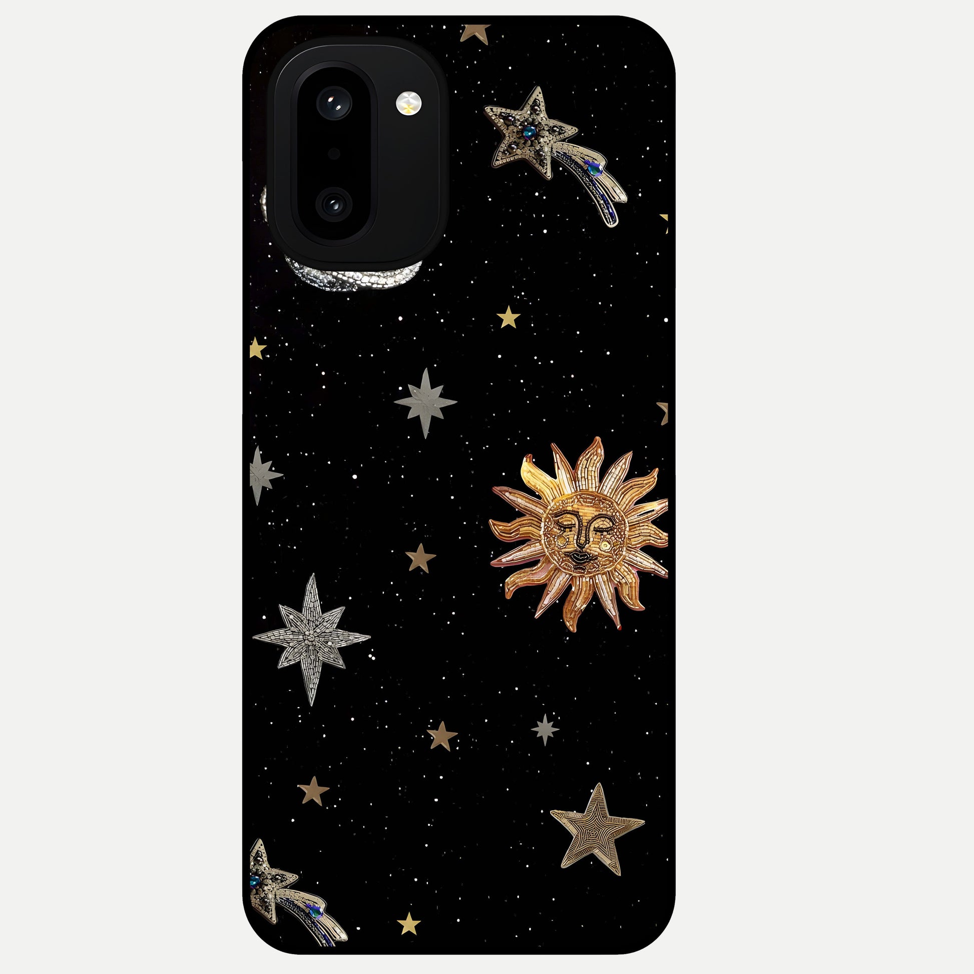  Celestial Moon With Stars Glass Case For Oneplus 15R back cover – full design glossy printed glass finish