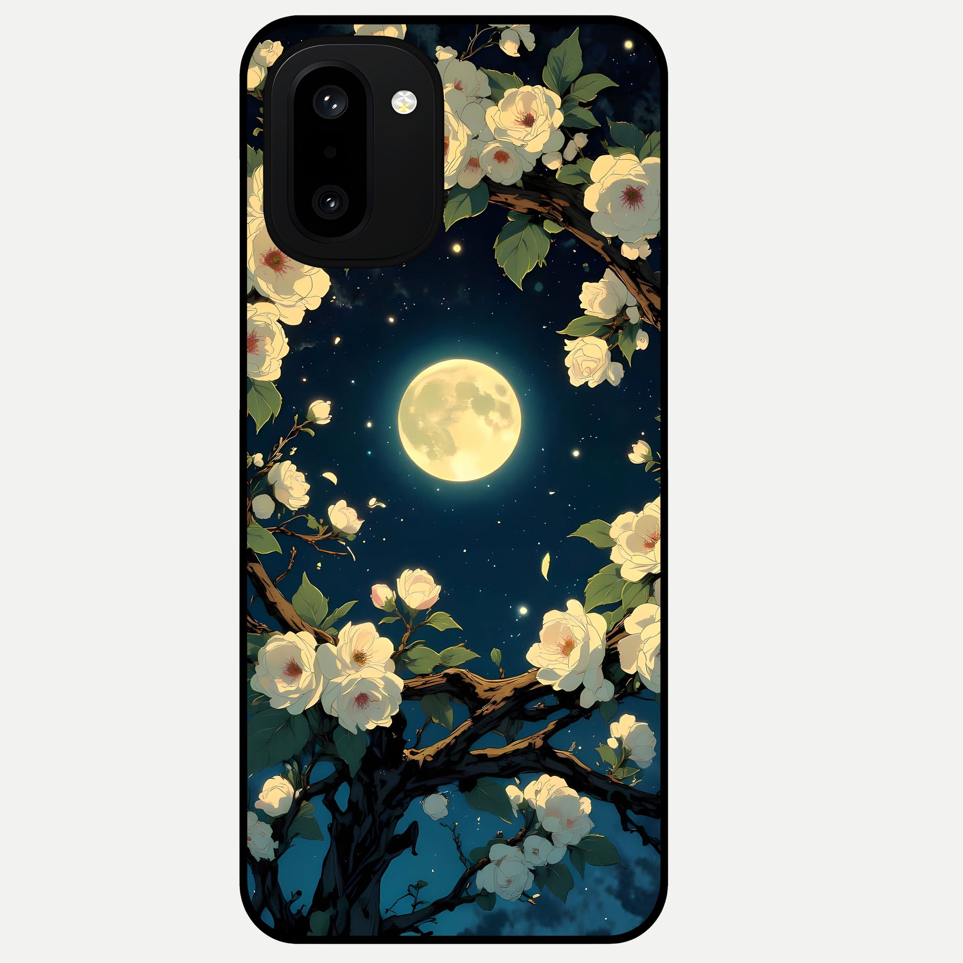  Celestial Moon And Flower Glass Case For Oneplus 15R back cover – full design glossy printed glass finish