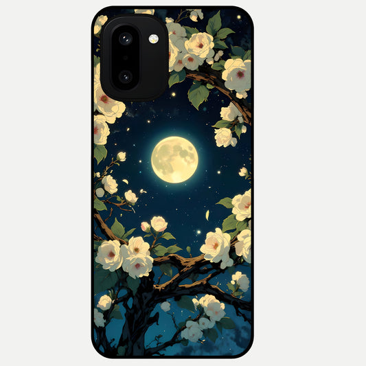  Celestial Moon And Flower Glass Case For Oneplus 15R back cover – full design glossy printed glass finish