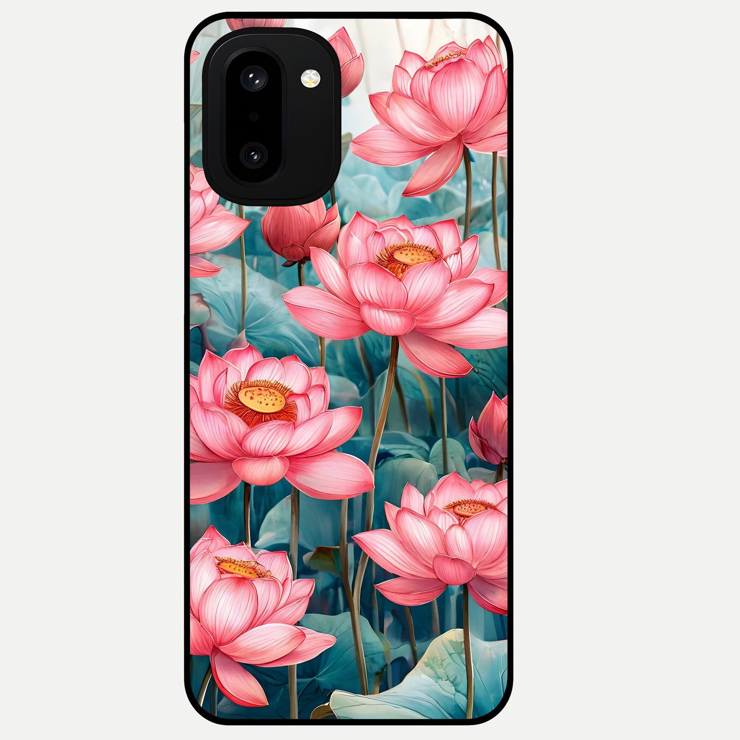  Celestial Pink Lotus Glass Case For Oneplus 15R back cover – full design glossy printed glass finish