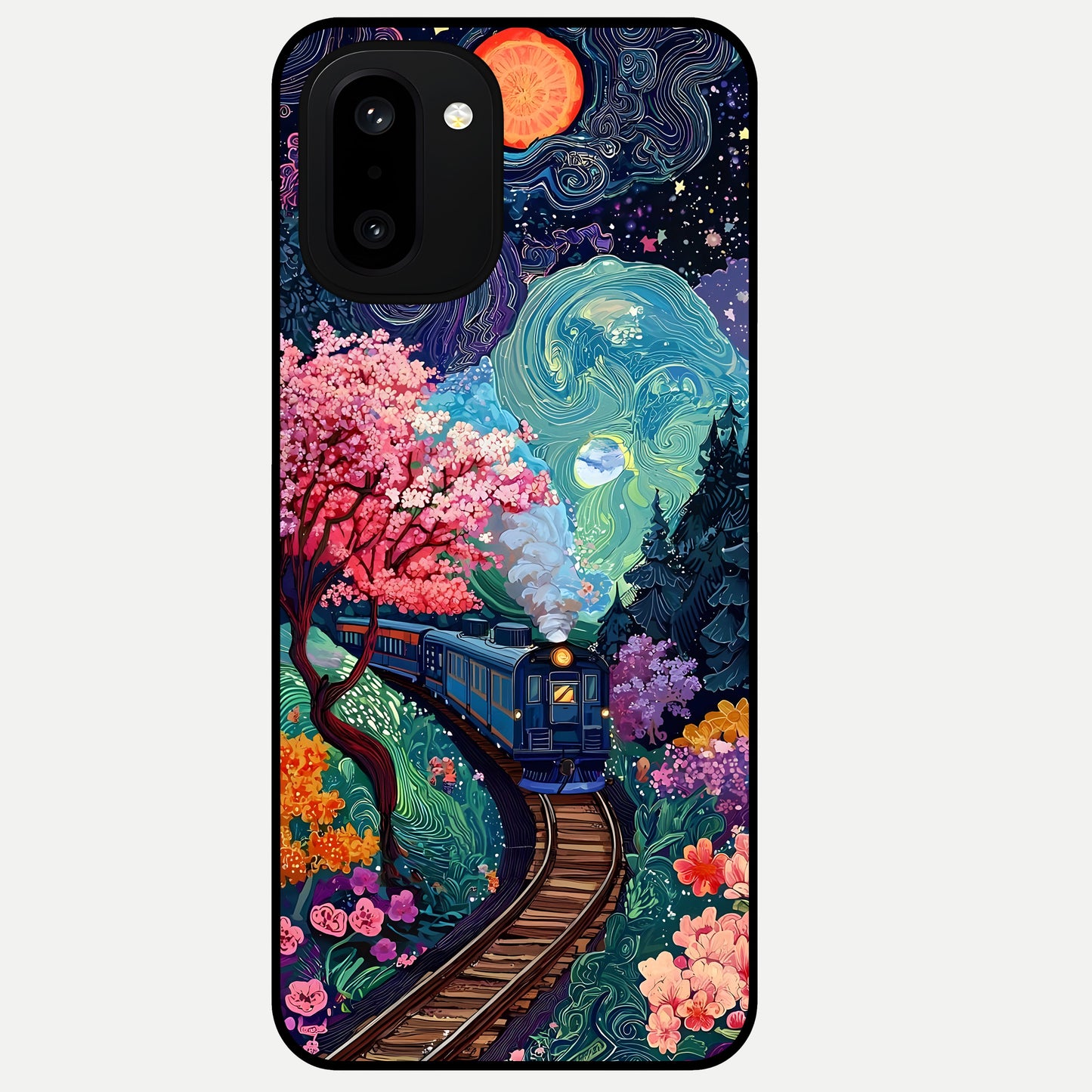  Celestial Train Journey Glass Case For Oneplus 15R back cover – full design glossy printed glass finish