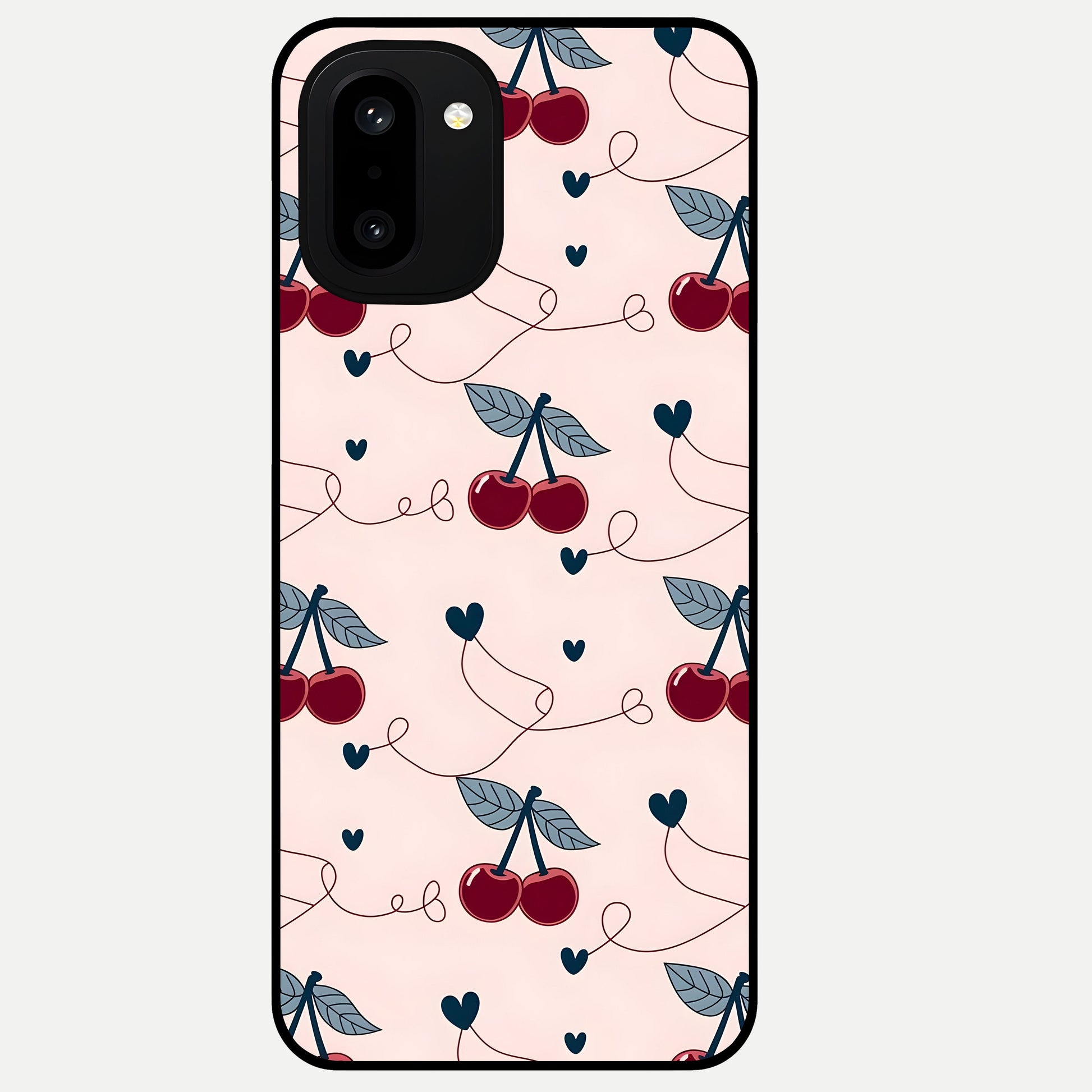  Cherry Heart Line Glass Case For Oneplus 15R back cover – full design glossy printed glass finish